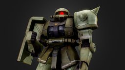MS-06 ZAKU II mecha, zaku, hoi4, substancepainter, low-poly, gundam, anime