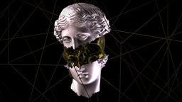 Statue Vapor Wave music, pierre, statue, darkness, darksouls, vaporwave, art, skull, concept, gold, shader, apashe