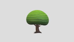 Cartoon Tree 007 tree, plant, forest, toon, style, assets, big, park, branch, vegetation, nature, bush, jungle, conifer, cartoon, game, wood, environment