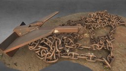 Big anchor and attached chains anchor, sailing, rusted, shipping, metal, water, chain, harbour, harbor, anker, realitycapture, ship, noai