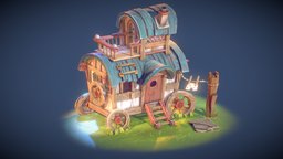 Travellers Caravan fanart, caravan, diorama, props, traveller, digital3d, handpainted, stylized