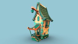 Sweet home green, games, assets, buildings, build, cartoony, metal, props, sweet, cartoon, asset, art, mobile, house, home, wood, building, concept, environment
