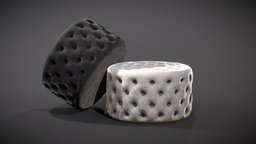 Couchette Round Ottoman room, modern, cushion, sofa, leather, couch, sitting, urban, architectural, arch, ottoman, furniture, furnishing, living, suede, padded, viz, upholstered, chair, decoration, interior, gameready