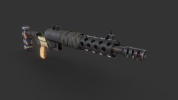 Homemade gun rifle, post-apocalyptic, substancepainter, blender, gun