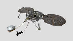 InSight_deployed sky, planet, universe, nasa, spacecraft, aviation, satellite, galaxy, radar, starry, space