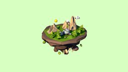 Lowpoly island cute, island, colorful, lowpoly