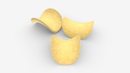 Potato chips 01 food, chips, potato, meal, pile, mockup, snack, yellow, chip, tasty, salty, fried, slice, heap, spicy, crisp, salted, crunchy, 3d, pbr