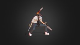 Chainsaw Man 3d model saw, b3d, chainsaw, chain, blender, anime, rigged, chainsawman
