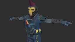 Punisher Warrior warrior, postapocalyptic, solder, stilized, low-poly-model, charcaterdesign, fortnite, casual-rpg