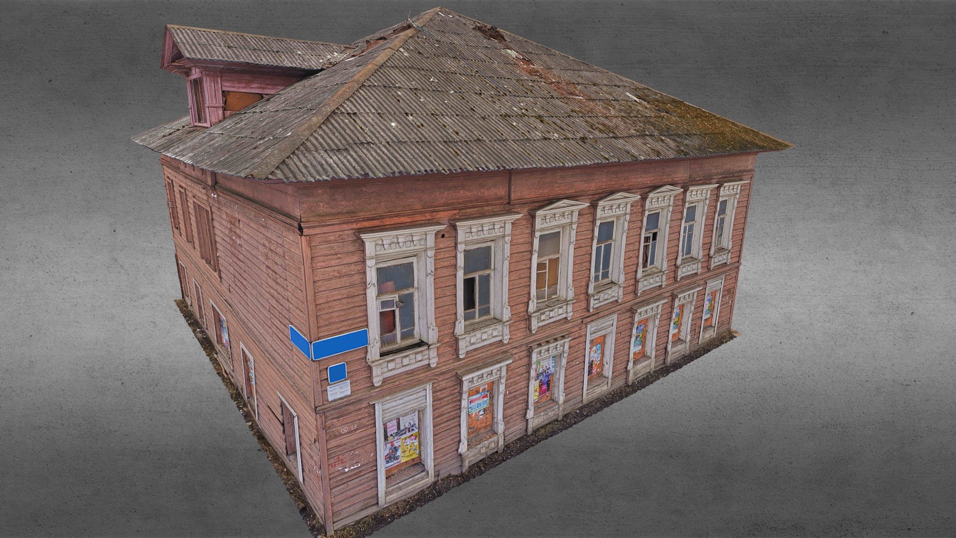 Scanned with Phantom 4 + Sony a7rm2 + tacheometer
2100 photo
500mln poly original model

Эта модель промежуточный материал перед получением ортофото фасадов и кровли по которым были выполнены архитектурные реставрационные чертежи 3d model