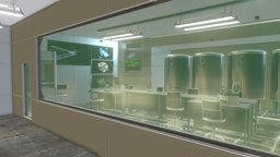 Modern laboratory lamp, microscope, barrel, laboratory, centrifuga, monitor, table, science, tank, chair