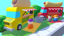 Fast Food Fury- Pedestal scene, food, outdoor, hotdog, photoshopcc, gamejam, tacos, taco, hotdogstand, tacostand, tacotruck, hotdogtruck, maya, low-poly, game, photoshop, lowpoly