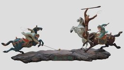 Antique Wood Carving artifact, carving, handmade, handicrafts, horse, wood, noai