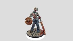 zombie bloody, undead, ghoul, 2020, bloodyweapon, roundshield, heroquest, sword, male, shield, zombie, blonde-hair, bloody-sword, bloody_sword, animated-corpse, animated_corpse