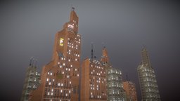 Simple scifi buildings buildings, cyberpunk, skyscraper, eevee, skyscrapers, blender, scifi, futuristic, gameasset, building, fantasy
