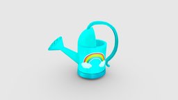 Cartoon Blue watering pot household, tools, flowers, can, sprinkler, spray, watering, sprayer, lowpolymodel, sprinkling, cartoon, stylized, bottle, container, asperse
