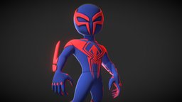 Spider-Man 2099 Miguel OHara comics, marvel, spiderman, print, printable, 3d-printing, spider-man, morales, 2099, spiderman2099, character, low-poly, cartoon, asset, blender, animation, rigged, spider-verse, miguel-ohara