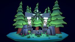 Portal of the forest portal, forest, toon, diorama, blender-3d, 3d-artist, toonshader, low-poly-art, blender, lowpoly