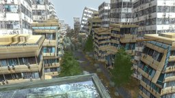 City in Ruins trees, tree, landscape, ruins, videogame, post-apocalyptic, edificio, easy, nature, arboles, easycube, paisaje, low-poly, lowpoly, city, street, rock