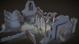 PBR Church Ruins Assets castle, ruins, assets, medieval, props, props-assets, ruins-castle, ruins-church, pbr, gameart, gameasset, fantasy, church, gameready