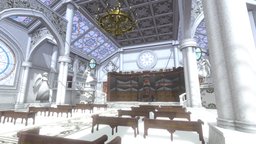 Sanctuary chandelier, statue, pipeorgan, church, temple