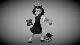 Teen Judith Hovern unicorn, indie, retro, mystery, indiegame, handpaintedtexture, psychic, stylizedcharacter, handpainted, book, blender, blender3d, hand-painted, zbrush, stylized, fantasy, magic