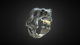 Bear With Salmon Ring 