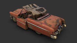 Abandoned Convertible abandoned, convertible, sedan, post-apocalyptic, rusty, antique, classic, ruined, coupe, destroyed, 1950s, 3dsmax, vehicle, substance-painter, car, fallout