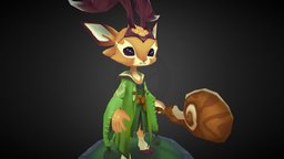 Druid deer cute, deer, 3d-model, character, handpainted, 3d-coat, lowpoly, fantasy, 3dmax
