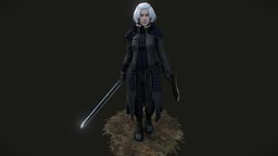 Jane Ashebringer apocalyptic, rwby, fanfiction, character, girl, game, blender, art, female, sword, gun, fallout