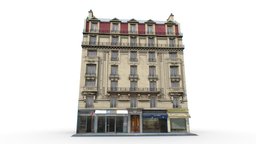 Paris House france, paris, french, photorealistic, store, resident, realistic, old, house, building