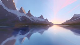 SkyBox Mountain Lake scene, sky, 360, clouds, level, rose, day, sunny, panorama, leveldesign, casual, dreamy, 6k, wallpaper, hdri, skybox, cloudy, cubemap, cartoon, stylized, blue, anime, environment, noai, createdwithai