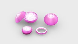 Cartoon Vegetable food, cook, dishes, farm, kitchen, onion, vegetable, vegetarian, lowpolymodel, ingredient, handpainted, ring