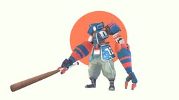"Burt" mech, unlit, character, handpainted, low-poly, 3d, blender3d, stylized, danfrancis