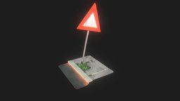 Yield plant, transport, cyberpunk, sign, decay, npr, handpainted, city, stylized, handpainted-lowpoly