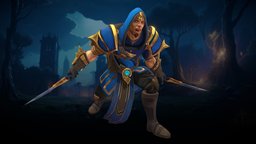 Stylized Human Male Rogue(Outfit) blood, rpg, stealth, fighter, pose, mmo, thief, rts, outfit, moba, stab, handpainted, lowpoly, stylized, fantasy, human, dagger, rogue