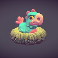 Agitated Fowl bird, stylised, shadeless, unlit, fowl, blender, substance-painter, zbrush, animal, stylized, animated