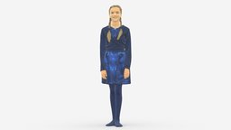 Girl Teen In Blue Shiny Skirt And Top 0927 style, people, fashion, child, top, clothes, miniature, skirt, dress, shiny, realistic, character, 3dprint, girl, model, blue