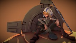 Scavenger fanart, at-at, scavenger, rey, theforceawakens, starwars, noai