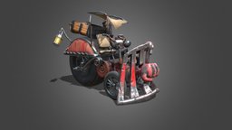 Steam Vagon train, ready, props, substancepainter, substance, cartoon, game, vehicle, pbr, car, steam