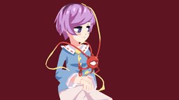 Komeiji Satori  (touhou) b3d, touhou, pixeltexture, lowfi, blender, komeiji, satori
