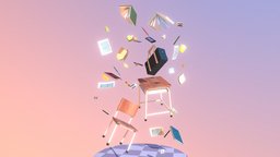 Chaotic Classroom scene, school, film, power, fiction, style, pencil, japan, coin, pen, desk, card, study, float, paper, floor, asia, trash, bag, asian, table, chaos, bread, note, manga, floating, jk, rubic, eraser, character, book, game, chair, fly, wood, animation, stylized, student, fantasy, "anime", "magic", "japanese"