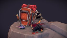 The Adventures Of Mittens (Adventure Kit) trap, fish, rat, cat, dead, adventure, slayer, substancepainter, substance, helmet, zbrush, sword, stylized, mittens, backbag, adventurekitchallenge, daevetran