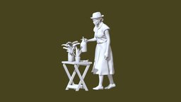 WOMAN garden, scissors, people, miniature, park, worker, diorama, lawn, gardener, man, female, gardeners