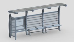 Bus Stop 06 Low Poly Realistic modern, bench, assets, element, urban, highway, road, new, bus, york, america, uk, public, realistic, station, waiting, stop, architecture, game, 3d, pbr, low, poly, model, city, street