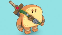 Bread Warrior stylised, bread, maya, character, handpainted, 3d, photoshop, low, characterdesign