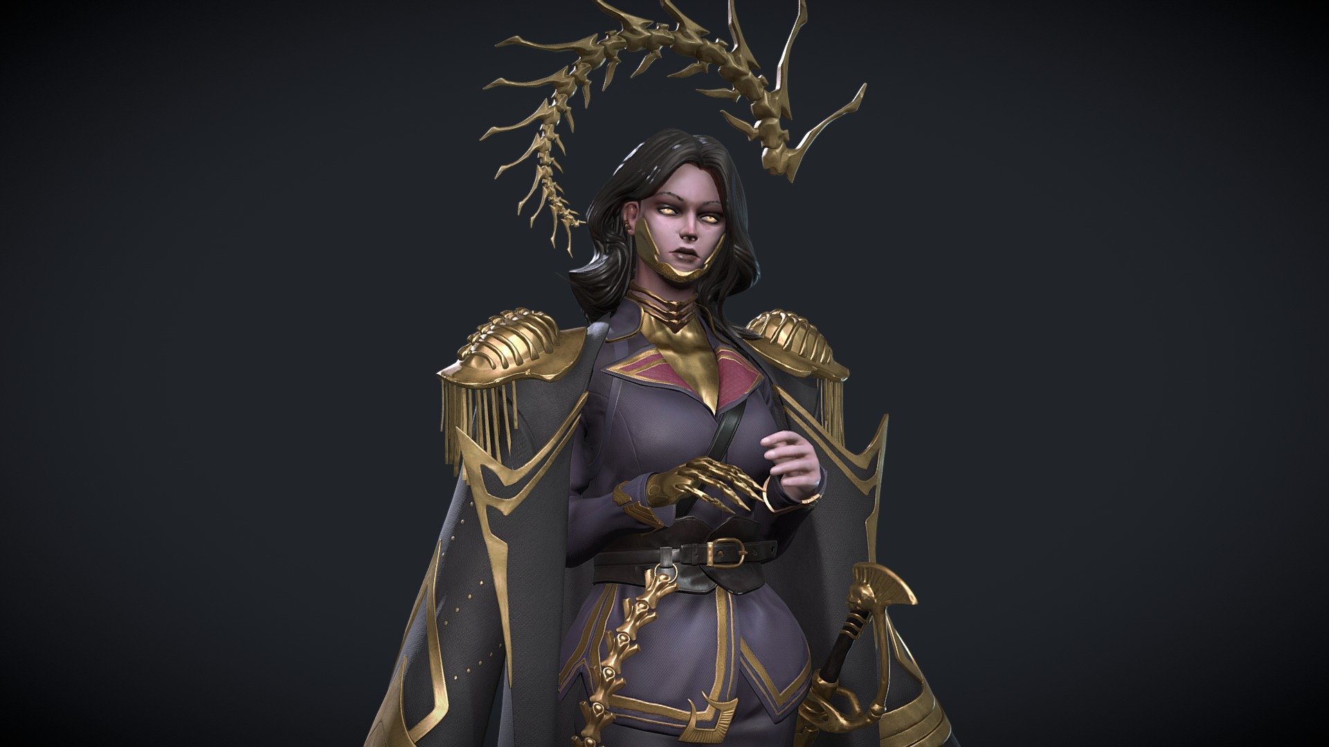 Based on the wonderful artwork by Yang J : https://www.artstation.com/artwork/k4Wz1z

This one was a weird one for me. I'm relatively happy with the results - but the way I got there leaves me a bit unsatisfied. A lot of shortcuts, which do speed things up, but at the cost of small amounts of quality. I know what could be better, and I know how I'd make them better - but alas, I am at the mercy of deadlines, and as such, she stays -for now- as such.

The usual suspects were used for creating her - Zbrush, Maya, Painter.

https://www.artstation.com/artwork/49RZn8



also, the spine thing in the back is her hatsu. dont ask what it does !!! - The Warlord - 3D model by tuomaspaul 3d model