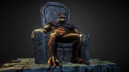 King Maos dungeon, demon, throne, king, reptile, amphibious, stance, reptilian, grit, cauldron