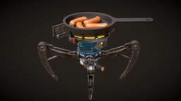 Cook Mate camping, wine, mech, future, mechanical, quadruped, cook, adventure, oven, mate, cooking, helper, sausage, spatula, 4legs, stovetop, lowpolyadventure, cookingrobot, substancepainter, substance, maya, low-poly, robot