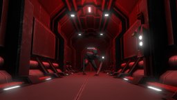 Alien Creature in Modular Horror Sci-Fi Corridor creepy, scary, alien, corridor, ai, science-fiction, horrorgame, sci-fi, futuristic, creature, monster, dark, modular, space, spaceship, horror